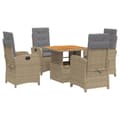 Miniatyrbillede 2 af 10: spisebordssæt til haven 5 dele med hynder polyrattan beige