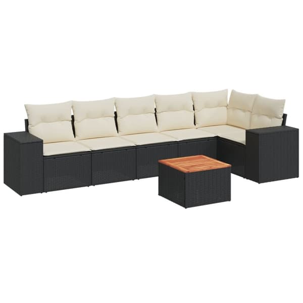 sofasæt til haven 7 dele med hynder polyrattan sort