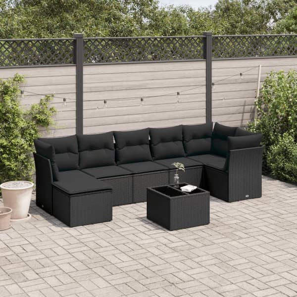 sofasæt til haven 8 dele med hynder polyrattan sort