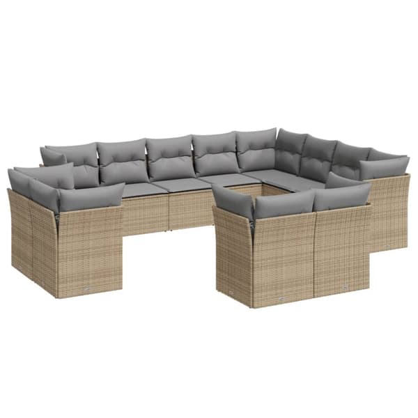 sofasæt til haven 12 dele med hynder polyrattan beige
