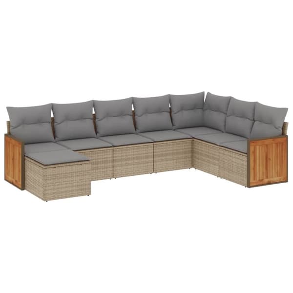 sofasæt til haven 8 dele med hynder polyrattan beige
