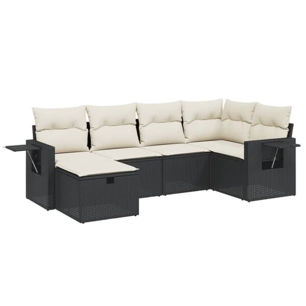 sofasæt til haven 6 dele med hynder polyrattan sort
