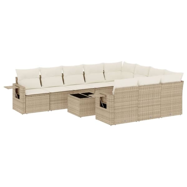 sofasæt til haven 11 dele med hynder polyrattan beige