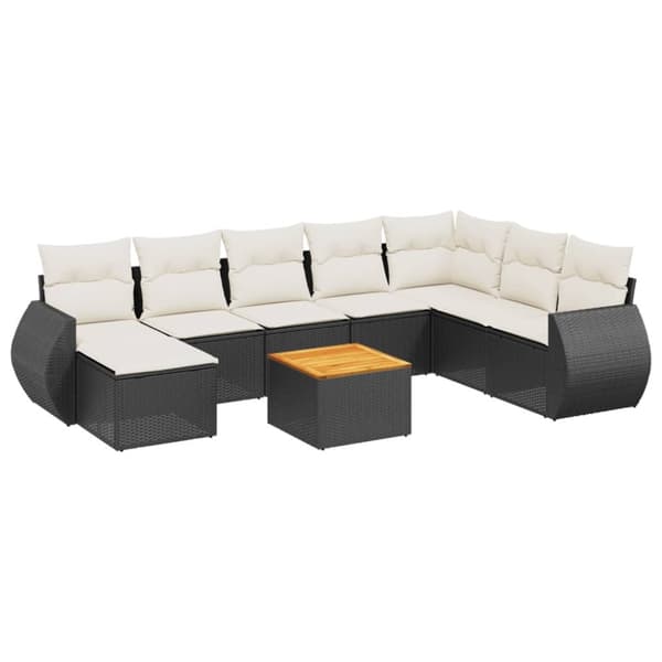 sofasæt til haven 9 dele med hynder polyrattan sort