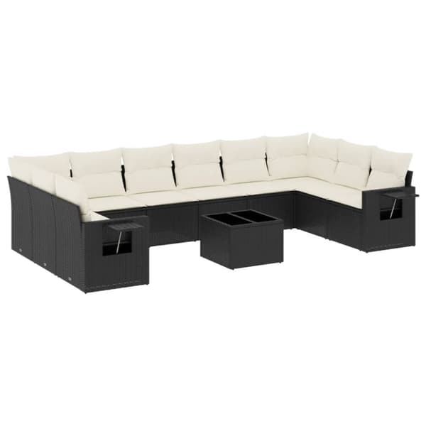 sofasæt til haven 11 dele med hynder polyrattan sort