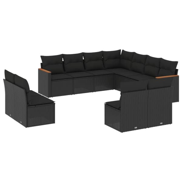 sofasæt til haven 11 dele med hynder polyrattan sort
