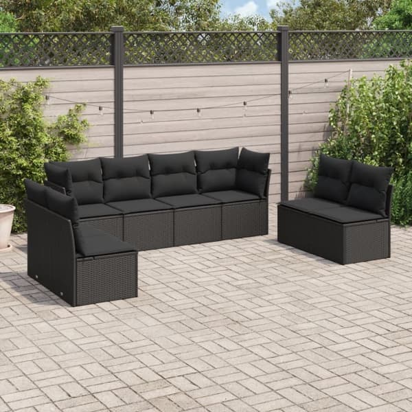 sofasæt til haven 8 dele med hynder polyrattan sort