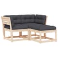 Miniatyrbillede 2 af 9: sofasæt til haven 3 dele med hynder massivt fyrretræ