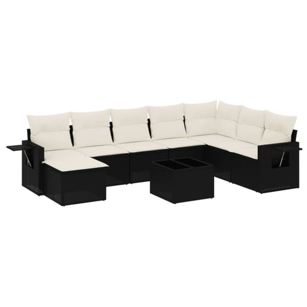 sofasæt til haven 9 dele med hynder polyrattan sort