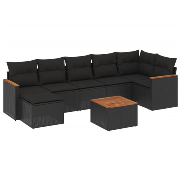 sofasæt til haven 8 dele med hynder polyrattan sort