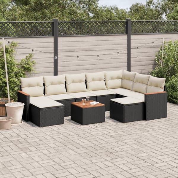 sofasæt til haven 10 dele med hynder polyrattan sort