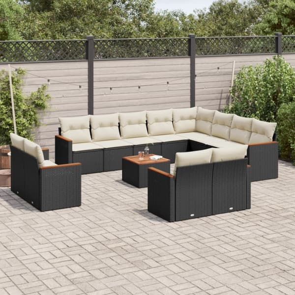 sofasæt til haven 13 dele med hynder polyrattan sort
