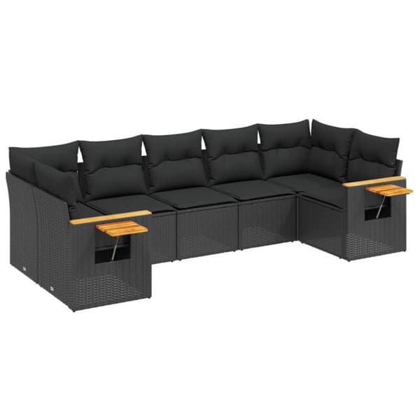 sofasæt til haven 7 dele med hynder polyrattan sort