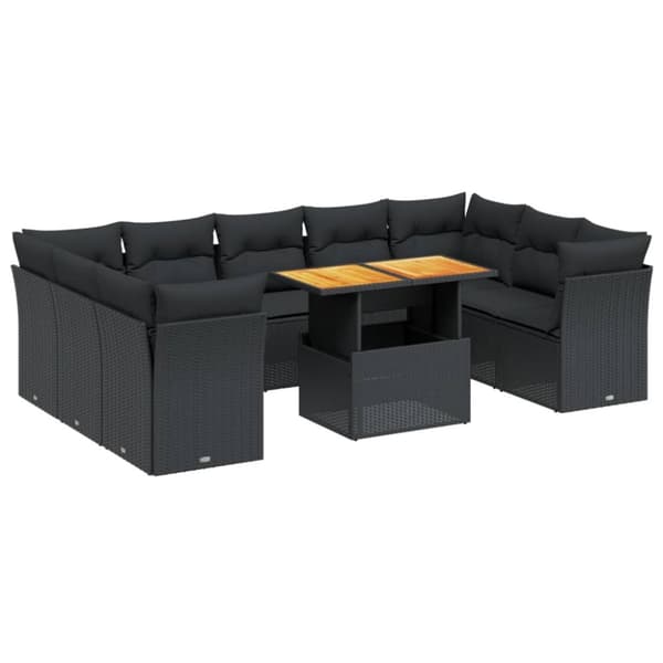 sofasæt til haven 10 dele med hynder polyrattan sort