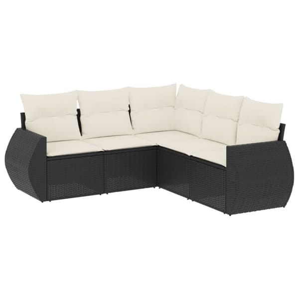 sofasæt til haven 5 dele med hynder polyrattan sort