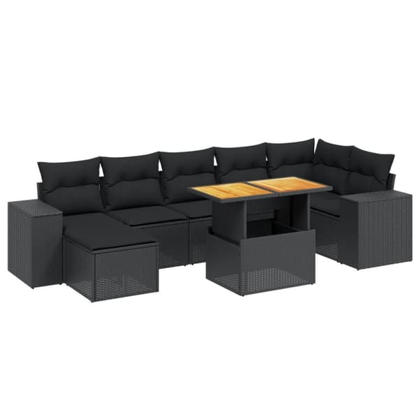 sofasæt til haven 8 dele med hynder polyrattan sort