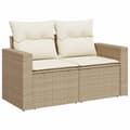 Pikkukuva 10 / 10: Soffgrupp för trädgården med dynor 6 delar beige konstrotting