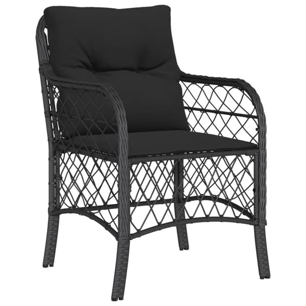 Caféset med dynor 3 delar svart konstrotting