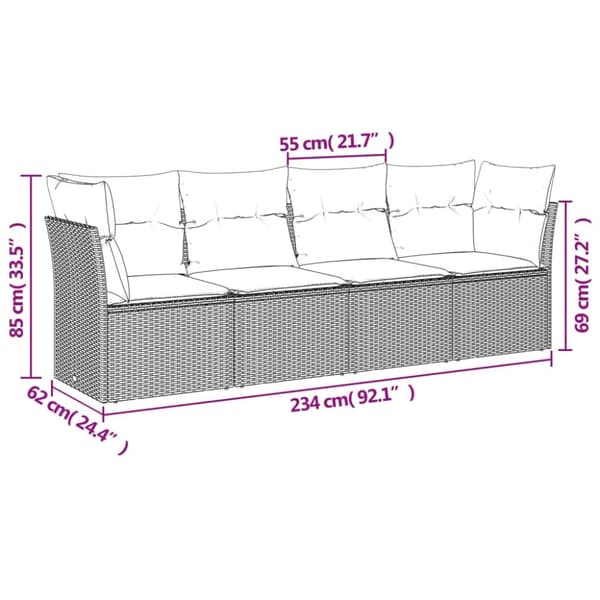 sofasæt til haven 4 dele med hynder polyrattan sort