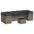 Miniatyrbillede 2 af 3: sofasæt til haven 8 dele med hynder polyrattan grå