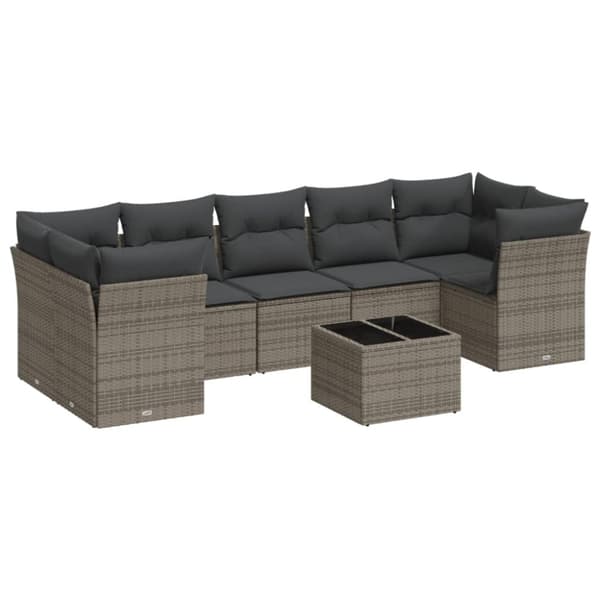 sofasæt til haven 8 dele med hynder polyrattan grå