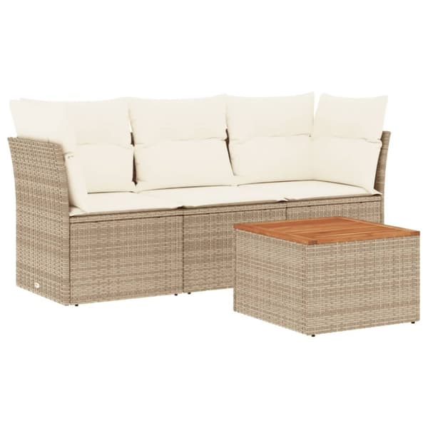 sofasæt til haven 4 dele med hynder polyrattan beige