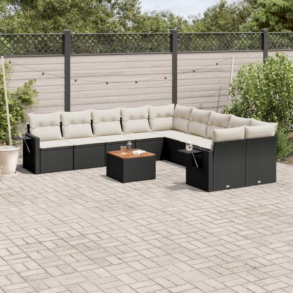sofasæt til haven 11 dele med hynder polyrattan sort