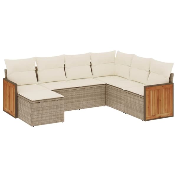 sofasæt til haven 7 dele med hynder polyrattan beige