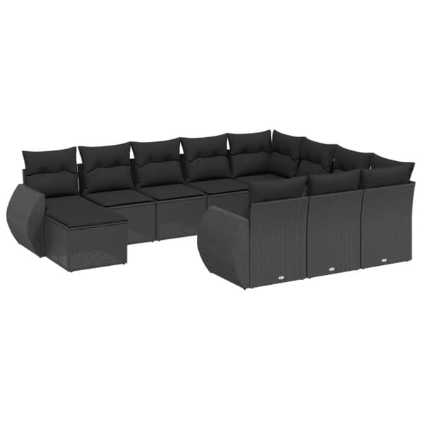 sofasæt til haven 11 dele med hynder polyrattan sort