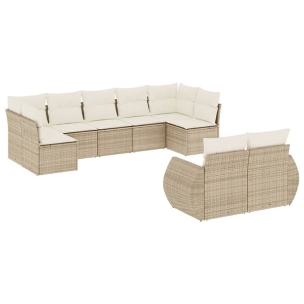 sofasæt til haven 9 dele med hynder polyrattan beige