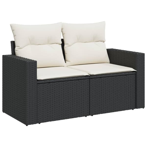 sofasæt til haven 7 dele med hynder polyrattan sort