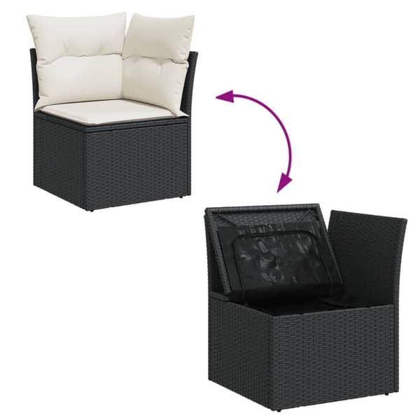 sofasæt til haven 7 dele med hynder polyrattan sort