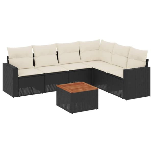sofasæt til haven 7 dele med hynder polyrattan sort