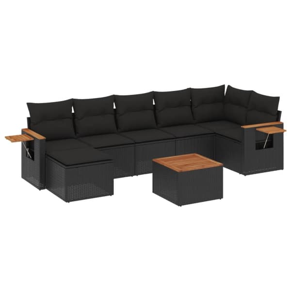 sofasæt til haven 8 dele med hynder polyrattan sort