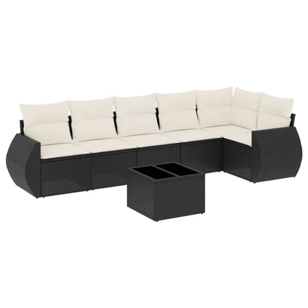 sofasæt til haven 7 dele med hynder polyrattan sort