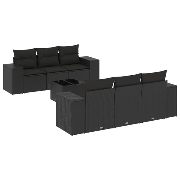 sofasæt til haven 7 dele med hynder polyrattan sort