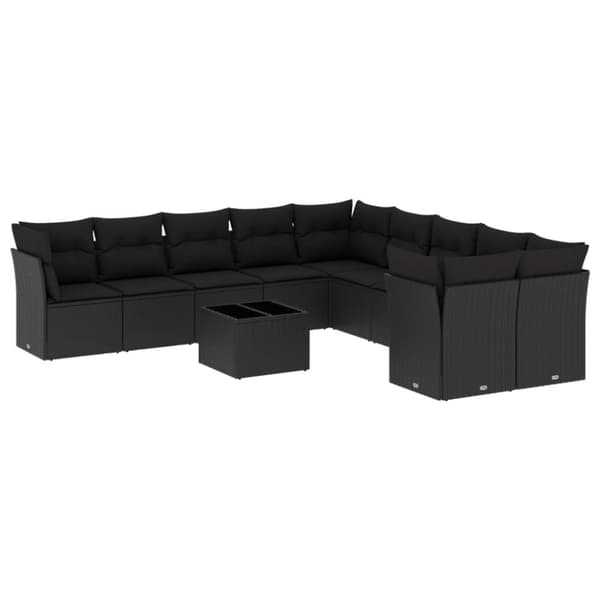 sofasæt til haven 11 dele med hynder polyrattan sort