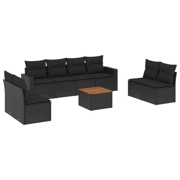sofasæt til haven 9 dele med hynder polyrattan sort