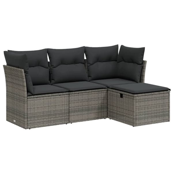 sofasæt til haven 4 dele med hynder polyrattan grå