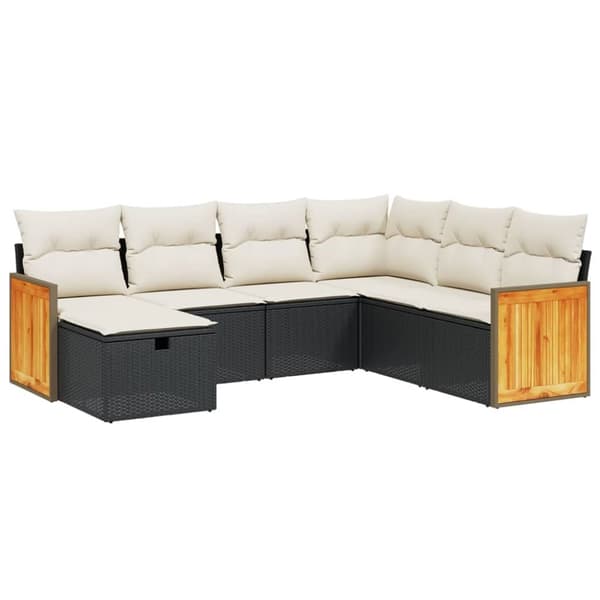 sofasæt til haven 7 dele med hynder polyrattan sort