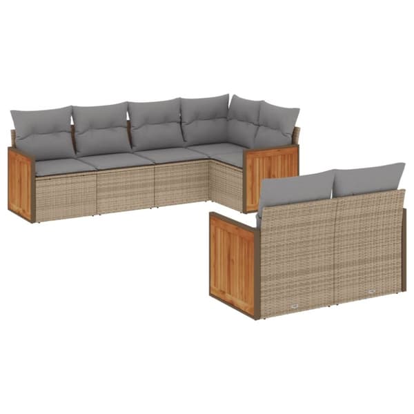 sofasæt til haven 7 dele med hynder polyrattan beige