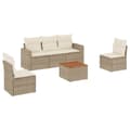 Pikkukuva 2 / 10: Soffgrupp för trädgården med dynor 6 delar beige konstrotting
