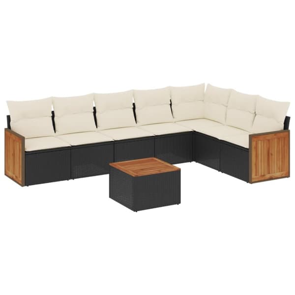 sofasæt til haven 8 dele med hynder polyrattan sort