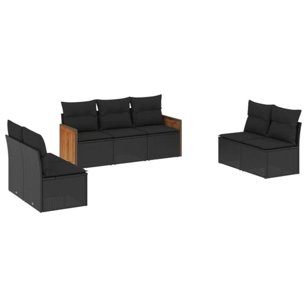 sofasæt til haven 7 dele med hynder polyrattan sort