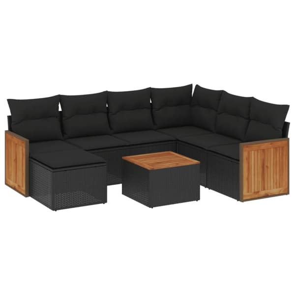 sofasæt til haven 8 dele med hynder polyrattan sort