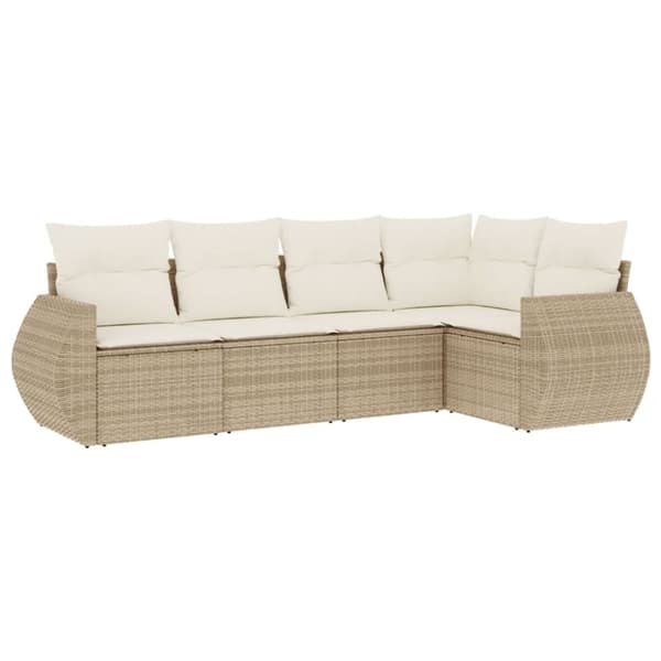 Soffgrupp för trädgården med dynor 5 delar beige konstrotting