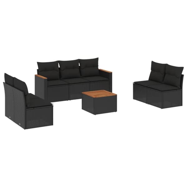 sofasæt til haven 8 dele med hynder polyrattan sort