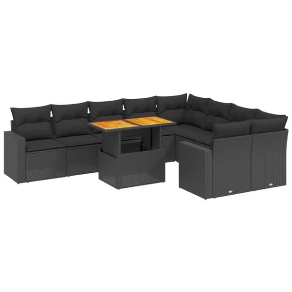 sofasæt til haven 10 dele med hynder polyrattan sort