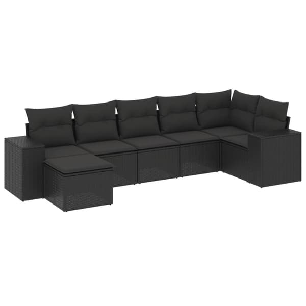 sofasæt til haven 7 dele med hynder polyrattan sort
