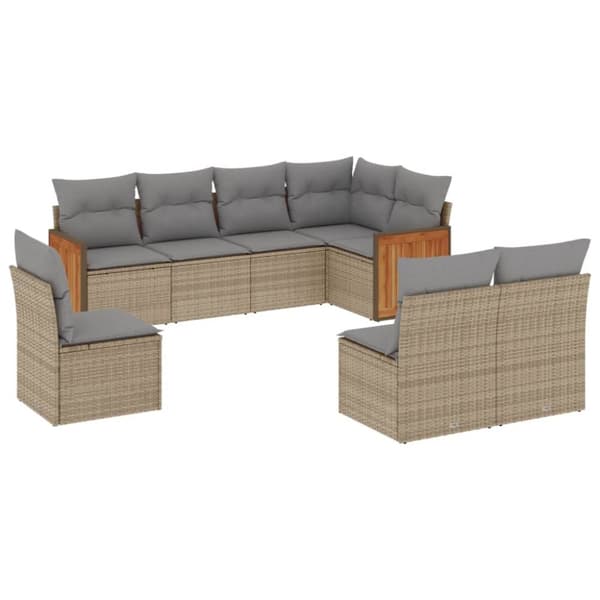 sofasæt til haven 8 dele med hynder polyrattan beige